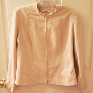DRESSBARN Basic Neutral Zip-Up Jacket in Cream/Tan (XL)
